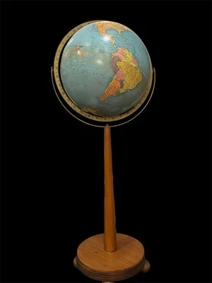 Antigo MCM Replogle Globo de Chão Suporte de Madeira Meados do Século Era Eames Dinamarquês Moderno - Imagem 1 de 4