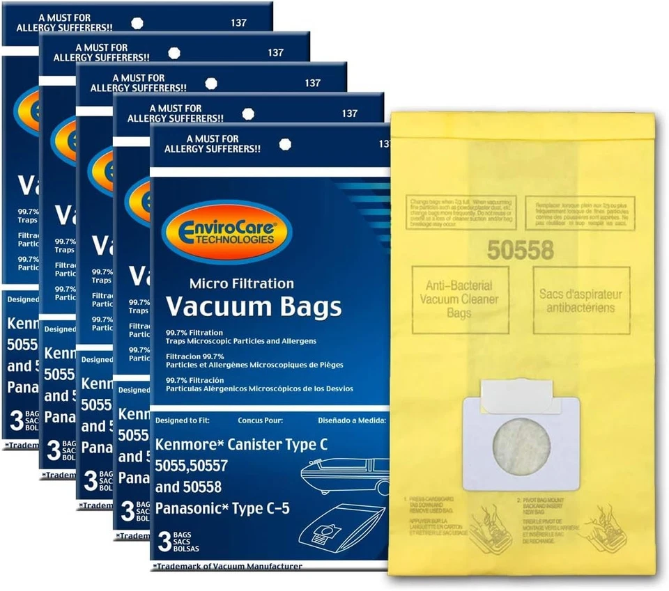 Envirocare Replacement Vacuum Bags Compatible with Kenmore 15 Bags, White  - Image 1 of 4