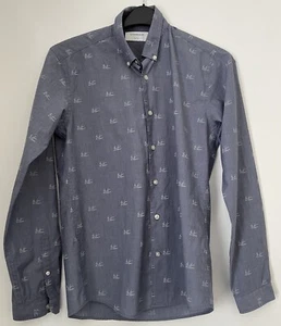 Lindbergh Blue Shirt Men’s Size Small Bird Design 38” Slim Fit - Picture 1 of 5