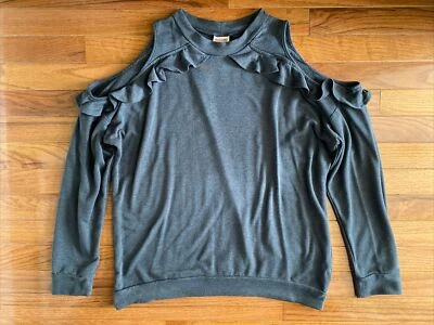 Suéter de hombro gris con volantes fríos para mujer MOSSIMO SUPPLY CO talla mediana Foto 1 de 4