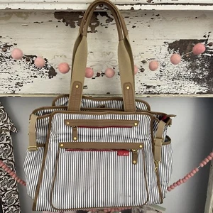 Skip Hop Grand Central Take-It-All Diaper Bag Large Pockets Blue & White Stripe - Picture 1 of 12