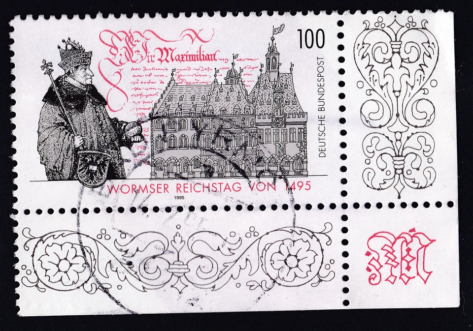 Germany 1995 - Corner Stamp Diet of Worms Cat Mi 1773 Sn 1882 Yt 1605 - Image 1 of 1