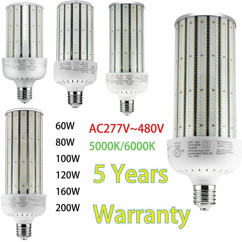 LED Corn Light Large Area Warehouse Factory E39 Bulb 60W 80W 100W 120W 160W 200W - Image 1 of 4
