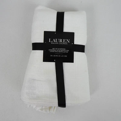 Ralph Lauren Set of 8 White Cloth Napkins New Dinner Dining Holiday Entertaining - Image 1 of 4