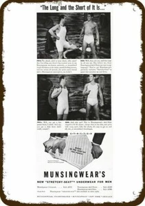 1941 MUNSINGWEAR Men's Underwear Vintage Look Metal Sign LONG & SHORT PHIL & BOB - Picture 1 of 1