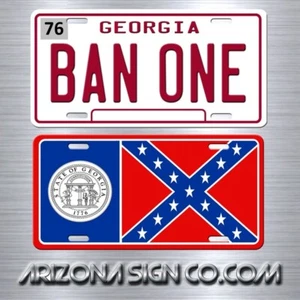 BAN ONE Smokey and The Bandit 2 PLATE SET Georgia Aluminum License Plate Prop D - Picture 1 of 7