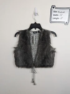 NEW Allen B by Allen Schwartz Vest Faux Fur with Crochet Back Medium - Picture 1 of 6