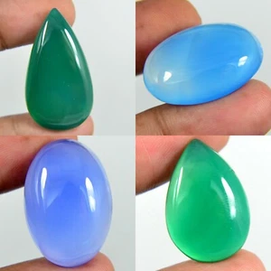 Natural Polished Blue Onyx Oval Pear Fancy Cabochon Loose Gemstone - Picture 1 of 13