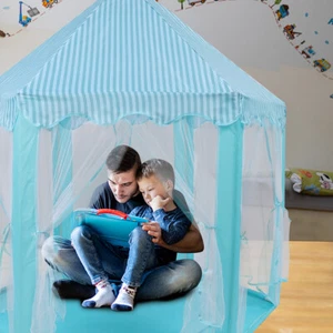 Blue Princess Castle Play Tent Kids Girls Playhouse fr Indoor Outdoor Game House - Picture 1 of 10