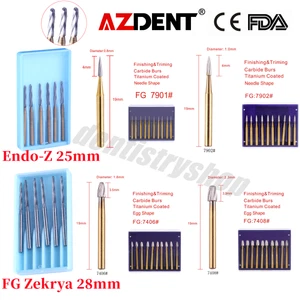 Bour en carbure d'or AZDENT pour garniture et finition dentaires FG 7901/7902/7406/7408 - Photo 1/69