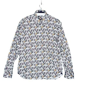Visconti Black Men's SZ S Woven LS stretch Button up shirt Geometric Work - Picture 1 of 5