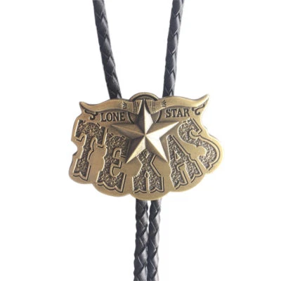 Lone Star State Texas Bull Longhorn Western Cowboy Rodeo Bronze Neck Bolo Tie - Image 1 of 3