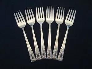 SET 6 SALAD FORKS! Vintage INTERNATIONAL silverplate: CAMELIA pattern: LOVELY - Picture 1 of 7