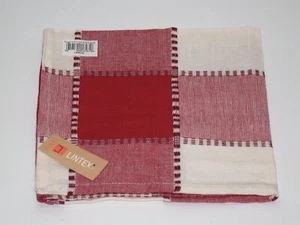 (6) Lintex 100% Cotton Napkins ~ Red Ivory Blocks ~ 18" x 18" **NEW** - Picture 1 of 2