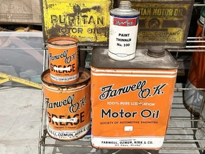 Farwell OK Motoröl Fett Dose Lot 2 Gallonen 1 5 Pfund Farbe St Paul Minnesota - Bild 1 von 5