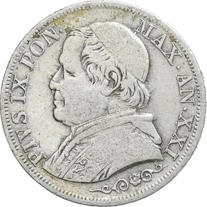[#1116179] ITALIAN STATES, PAPAL STATES, Pius IX, Lira, 1866, Rome, Silver, VF - Picture 1 of 2