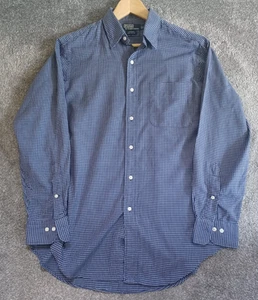 POLO RALPH LAUREN Andrew Shirt Mens Blue Check Long Sleeve L 15.5 33 100% Cotton - Picture 1 of 7