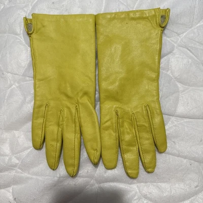 Guantes de conducción de cuero para dama talla 7,5 verde lima/amarillo Foto 1 de 4