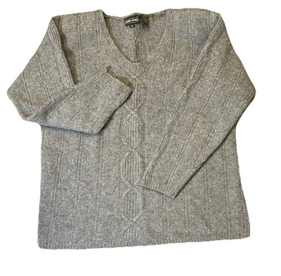 Suéter Lana Angora Mezcla Cabello de Conejo Gris Jeanne Pierre Talla M Cable Tejido Acogedor Foto 1 de 4