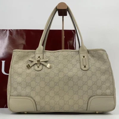 Gucci Sherry Line 163805 Hand bag Shoulder Tote Bag Beige Leather Ivory Greige - image 1 of 4