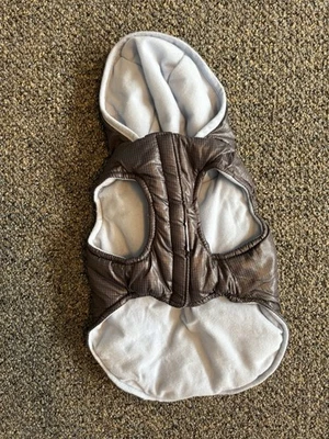 Dog Puff Jacket Cat Coat Vest Parka Hoodie Gray Blue Lined Bone Small Terrier - Image 1 of 4