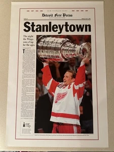 1997 Detroit Free Press Stanleytown Poster Stanley Cup Red Wings 16" x 24" - Picture 1 of 5