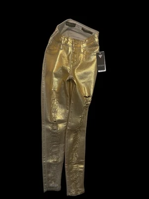Guess Women’s Sexy Curve Destroyed Metallic Gold Size 25  - Image 1 of 4