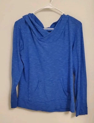 Camisa con capucha azul manga larga Columbia para mujer talla mediana Foto 1 de 4