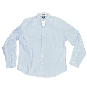 J Crew Shirt Mens XL Blue White Stripe Classic Flex Washed Button Down Preppy - Picture 1 of 6