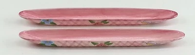 Bandejas largas de oliva Laurie Gates Ware de 2 piezas plato rosa y flores multicolores Foto 1 de 4