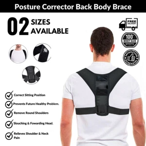 Posture Corrector Back Lumbar Shoulder Support Belt Women Men Adjust Body Brace - Picture 1 of 13