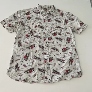 Salt Valley S Western Pearl Snap Wagon Trail Map Camisa Manga Corta Para Hombres Mancha - Imagen 1 de 11