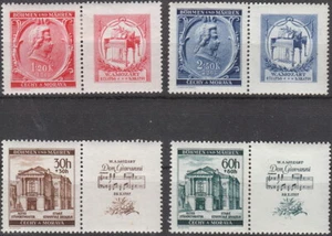 Stamp Germany Bohemia Czechoslovakia Mi 079-82 Sc B5-8 1941 WWII Mozart R MH - Picture 1 of 1