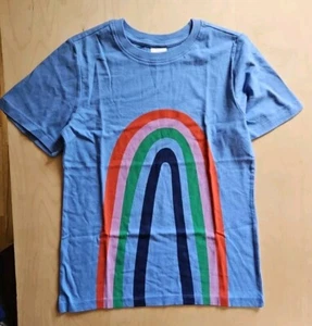 NWOT HANNA ANDERSSON SOFT RAINBOW SLIM FIT BLUE JERSEY TEE SHIRT 150 12 - Picture 1 of 4