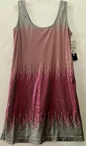 Womens Pink & Silver Full Sequined Sleeveless Mini Party Dress Sexy, sz M NWT - Picture 1 of 11