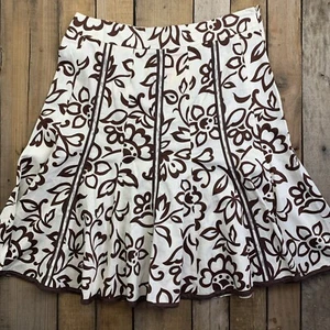 Willi Smith Flower Skirt Womens Size 14 Brown White - Picture 1 of 6