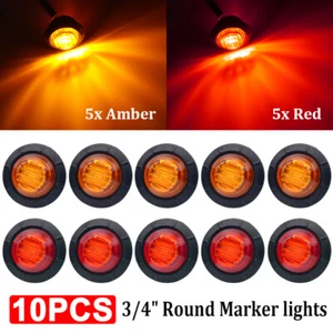 10X Amber Red Small Round Side Marker lights 3 LED Button lamps lorry 12V 3/4" - Picture 1 of 12