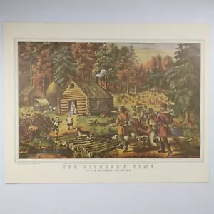 Reimpresión litográfica The Pioneer's Home Currier & Ives 11 3/4" x 13" arte rupestre hombre - Imagen 1 de 5