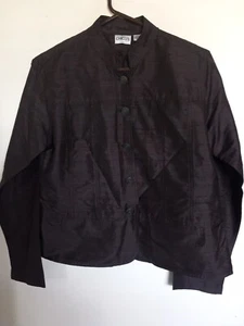 Women's CHICO'S 100% Silk Jacket Brown Size 1 - Picture 1 of 3