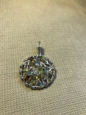 Affinity sterling silver round enhancer multi gemstone and diamond  New - Image 1 of 4