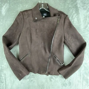 KUT From The Kloth Moto Jacket Womens XS Brown Faux Suede Full Zip Outerwear - Picture 1 of 13