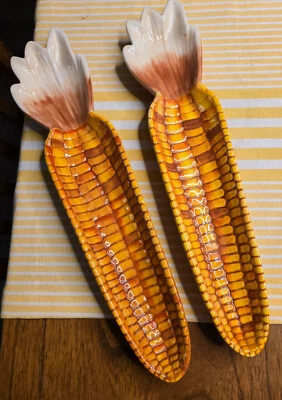 "2 bandejas de dulces/ galletas de maíz Cornucopia otoño/acción de gracias Boston Warehouse 14,5""" Foto 1 de 2