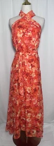 Alex Marie Dress Maxi A-Line Flare 24W Belt Chiffon Sleeveles Orange Yellow $188 - Picture 1 of 19