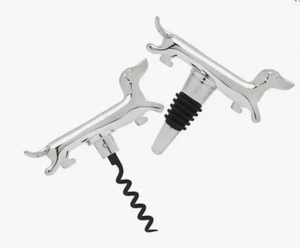 Dachshund Nickel Plated Bottle Stopper & Corkscrew Set - Picture 1 of 2