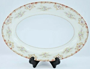EUC Noritake 16" Oval Serving Platter 'Hampton' Pattern 582 | Gold Trim Filigree - Picture 1 of 5