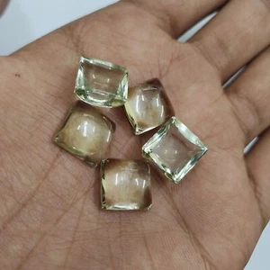 Piedras de calidad AAA cabujón forma cuadrada amatista/prasiolita verde natural - Imagen 1 de 12