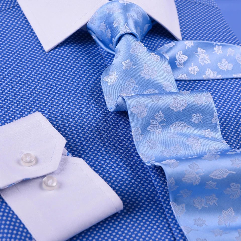 Corbata de diseñador de flores italiana azul de moda para hombre 3" 7,5 cm nudo CALIENTE Foto 1 de 1