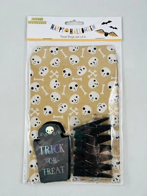 Party Partners Happy Halloween Set of 6 Treat Bags Tombstone & Wood Clips - Image 1 of 4