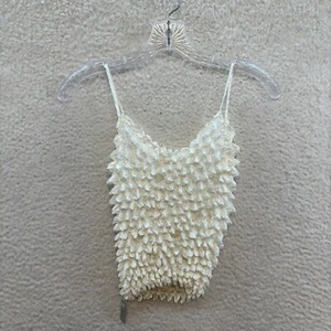 NEW NWT DEADSTOCK Y2K Vintage Popcorn Camisole Top White Cream Ivory Satin - Picture 1 of 7