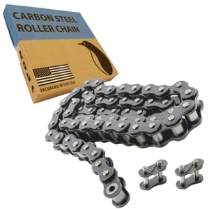 #25 Roller Chain - 10 Feet + 2 Free Connecting Links - Carbon Steel Chains for B - Picture 1 of 5